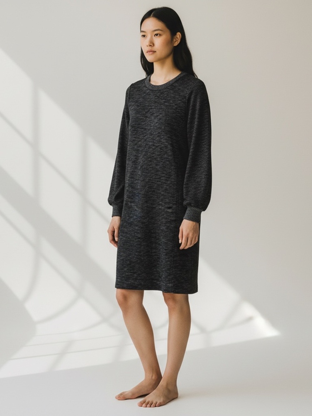 Lou & Grey Knit Loungewear Charcoal Gray Long Sleeve Dress size medium